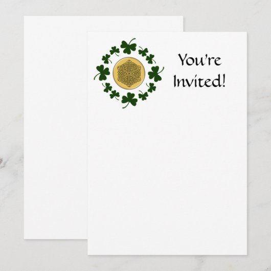 PERSONALISEERBAAR!  Shamrocks - Gold Irish Celtic Kaart (Voorkant / Achterkant)
