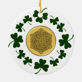PERSONALISEERBAAR! Shamrocks - Gold Irish Celtic Keramisch Ornament (Achterkant)