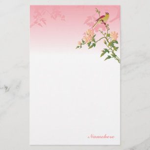 Personaliseerbaar: Vogel op Chinese bloesem Briefpapier