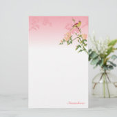 Personaliseerbaar: Vogel op Chinese bloesem Briefpapier (Staand voorkant)