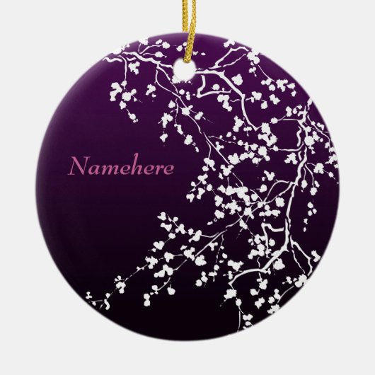 Personaliseerbaar: Witbloesem Keramisch Ornament (Voorkant)