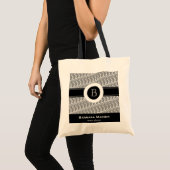 Personaliseerbaar zwart/wit muziekmonogram tote bag (Voorkant (product))