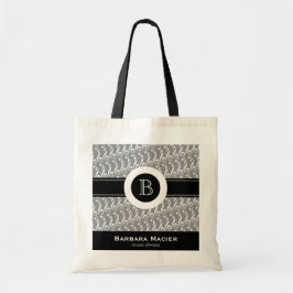 Personaliseerbaar zwart/wit muziekmonogram tote bag
