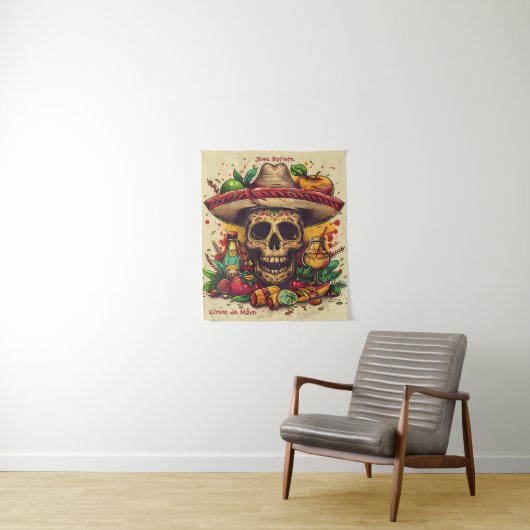 Personaliseerbare CInco de Mayo Skull Wandkleed (In situ)