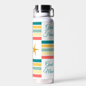 Personaliseerbare "Just Beachy" thema wit Waterfles (Achterkant)