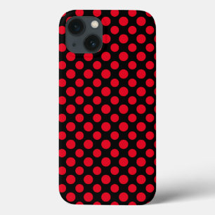 Personaliseerbare Rode Stippen op Zwarte Case-Mate iPhone Case
