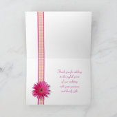 Personaliseerbare Roze Gerbera Daisy Thank You Bedankkaart (Binnen)