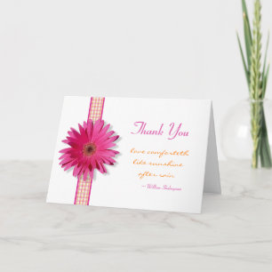 Personaliseerbare Roze Gerbera Daisy Thank You Bedankkaart
