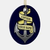 Personaliseerbare Schip het Anker van de Kapitein Keramisch Ornament (Rechts)