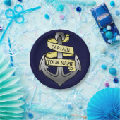Personaliseerbare Schip het Anker van de Kapitein Papieren Bordje (Feest)