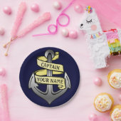 Personaliseerbare Schip het Anker van de Kapitein Papieren Bordje (Feest)