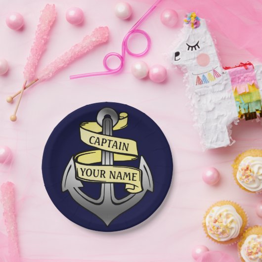 Personaliseerbare Schip het Anker van de Kapitein Papieren Bordje (Feest)