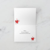 Personaliseerbare Siberische Schor met Rood Hart Feestdagen Kaart (Binnen)