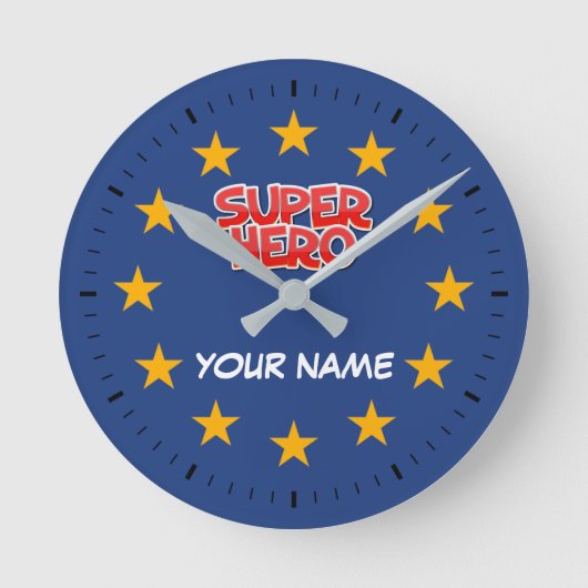 Personaliseerbare Super Held Ronde Klok (Voorkant)