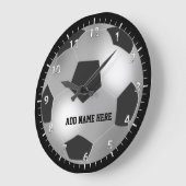 Personaliseerbare Zilveren Voetbal Grote Klok (Hoek)