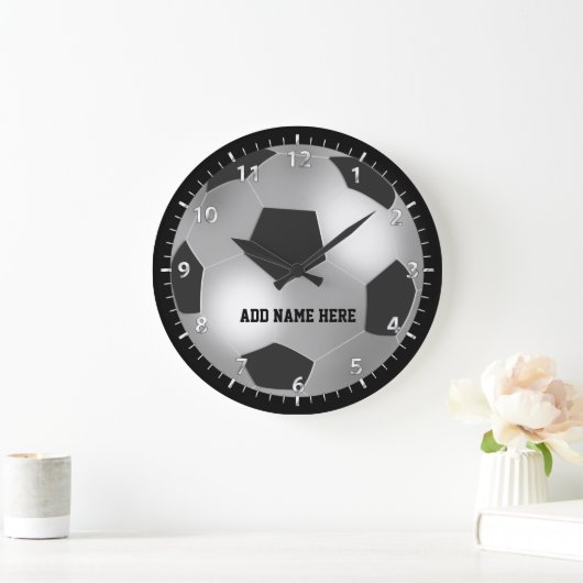 Personaliseerbare Zilveren Voetbal Grote Klok (Huis)