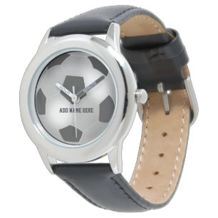 Personaliseerbare Zilveren Voetbal Horloge