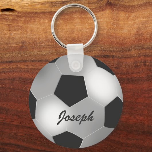 Personaliseerbare Zilveren Voetbal Sleutelhanger (Voorkant)