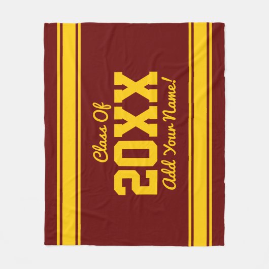 PERSONALISEERD Afstudeerder Jaar Stripes Maroon Go Fleece Deken (Voorkant)