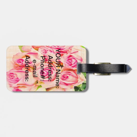 PERSONALISEERD Bagagelabel van elegant Roos (Achterkant horizontaal)