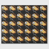 PERSONALISEERD Cool Flaming Soccer Wrapping Paper Cadeaupapier (Vlak)
