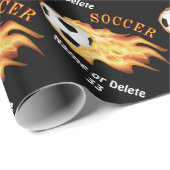 PERSONALISEERD Cool Flaming Soccer Wrapping Paper Cadeaupapier (Rol Hoek)