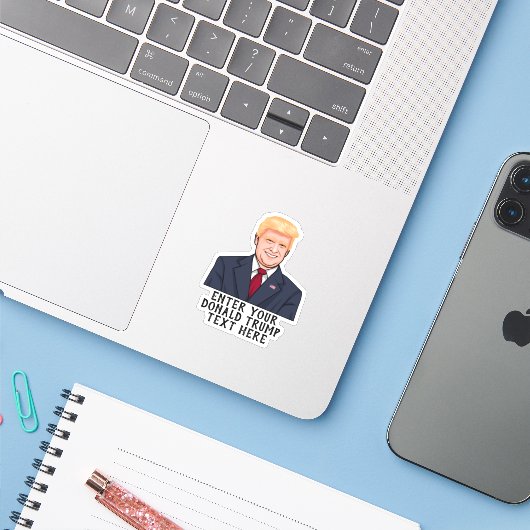 PERSONALISEERD DONALD TRUMP STICKER (Laptop met iPhone)
