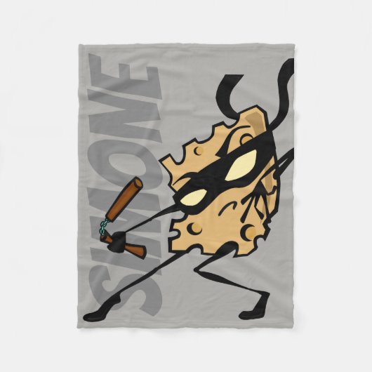 PERSONALISEERD FUNNY NINJA CHEESE FLEECE BLANKET DEKEN (Voorkant)