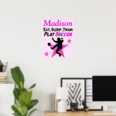 PERSONALISEERD PINK SOCCER PLAYER POSTER (Thuiskantoor)