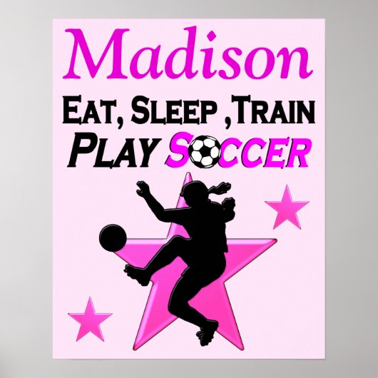 PERSONALISEERD PINK SOCCER PLAYER POSTER (Voorkant)