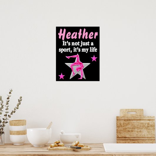 PERSONALISEERD POSTER VAN PINK EN ZWARTE GYMNASTIE (Keuken)