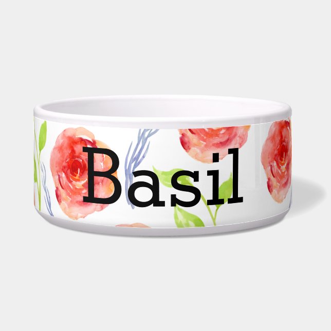 PERSONALISEERD ROOS DESIGN pet bowl Voerbakje (Voorkant)