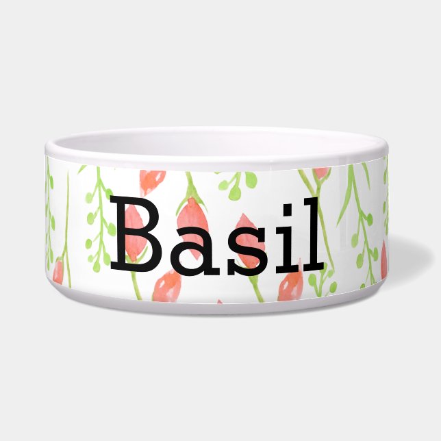PERSONALISEERD ROOS DESIGN pet bowl Voerbakje (Voorkant)