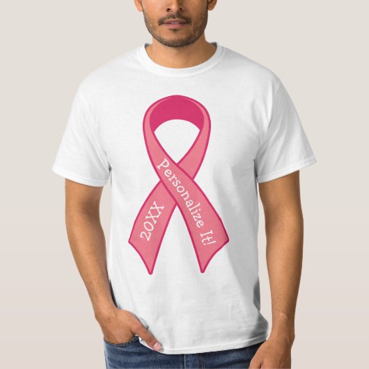PERSONALISEERD Roze lint grafisch T-shirt (Voorkant)