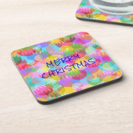 PERSONALISEERD SPARKLY COLORED MERRY CHRISTMAS BIER ONDERZETTER