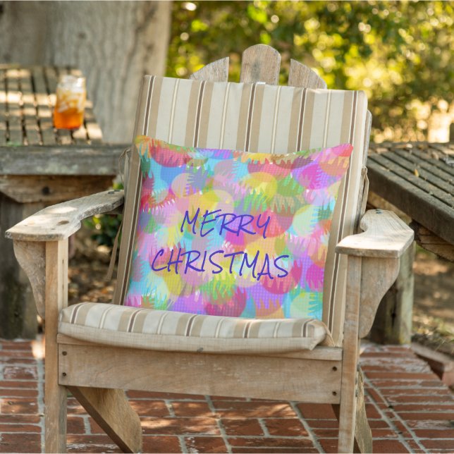 PERSONALISEERD SPARKLY COLORED MERRY CHRISTMAS BUITENKUSSEN (Stoel)
