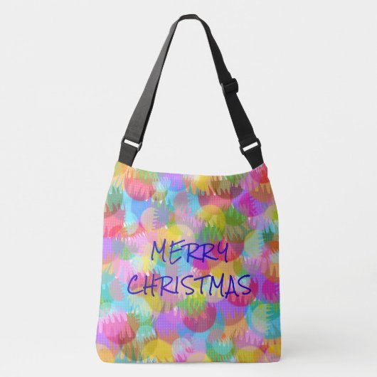 PERSONALISEERD SPARKLY COLORED MERRY CHRISTMAS CROSSBODY TAS (Voorkant)