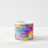 PERSONALISEERD SPARKLY COLORED MERRY CHRISTMAS ESPRESSO KOP (Voorkant)