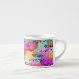 PERSONALISEERD SPARKLY COLORED MERRY CHRISTMAS ESPRESSO KOP