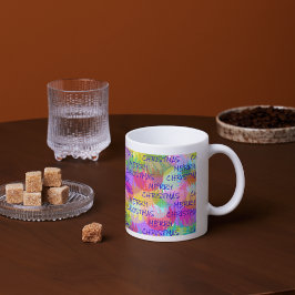 PERSONALISEERD SPARKLY COLORED MERRY CHRISTMAS GROTE KOFFIEKOP