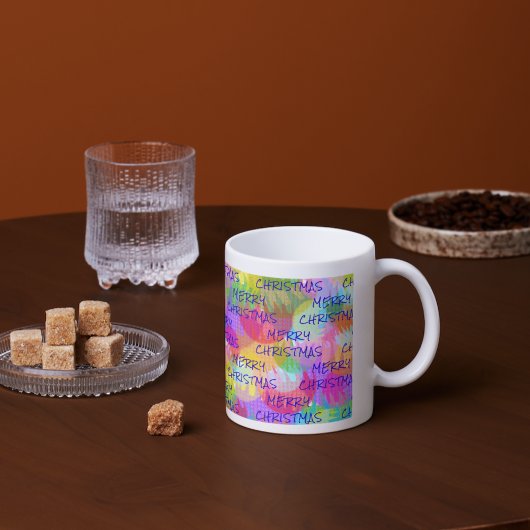 PERSONALISEERD SPARKLY COLORED MERRY CHRISTMAS GROTE KOFFIEKOP