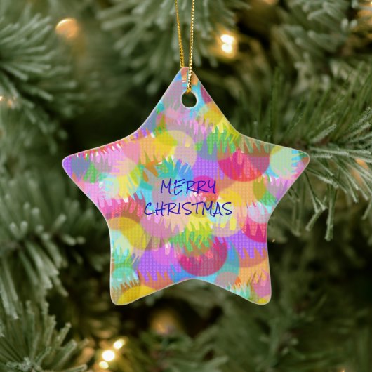 PERSONALISEERD SPARKLY COLORED MERRY CHRISTMAS KERAMISCH ORNAMENT (Boom)