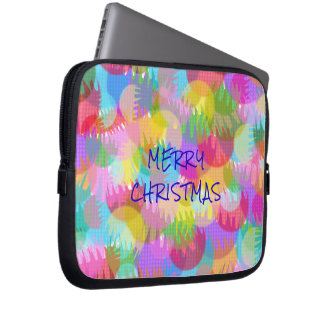 PERSONALISEERD SPARKLY COLORED MERRY CHRISTMAS LAPTOP SLEEVE