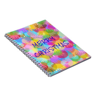 PERSONALISEERD SPARKLY COLORED MERRY CHRISTMAS NOTITIEBOEK