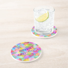 PERSONALISEERD SPARKLY COLORED MERRY CHRISTMAS ZANDSTEEN ONDERZETTER