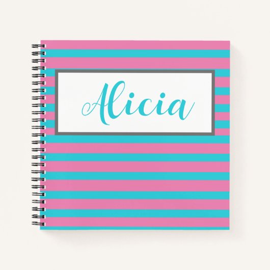 PERSONALISEERD STRIPED DESIGN-Notitieboek Notitieboek (Voorkant)