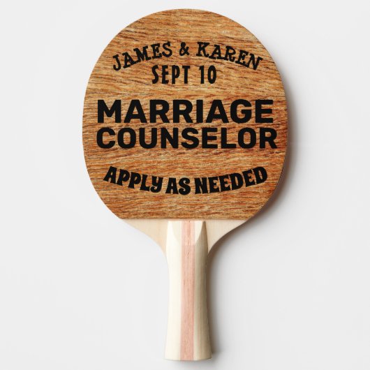 PERSONALISEERD WEDDING PINGPONG PADDLES, TEGENWOOR TAFELTENNISBATJE (Voorkant)