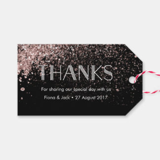 PersonaliseerDank u Favor labels met roze glitter Cadeaulabel