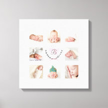 PERSONALISEERDE BABY GIRL FOTO COLLAGE MET WREATS