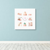 PERSONALISEERDE BABY GIRL FOTO COLLAGE MET WREATS CANVAS AFDRUK (Insitu (Houten vloer))